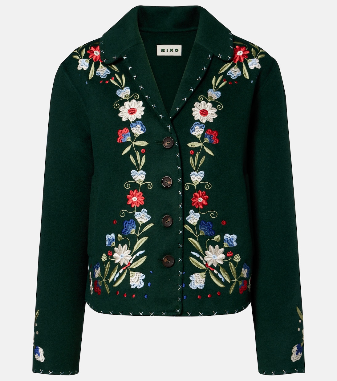 Jude embroidered floral wool-blend jacket | Rixo