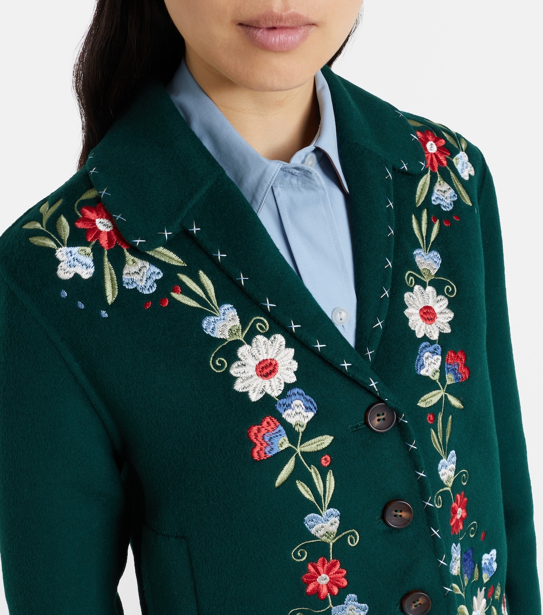 Jude embroidered floral wool-blend jacket | Rixo