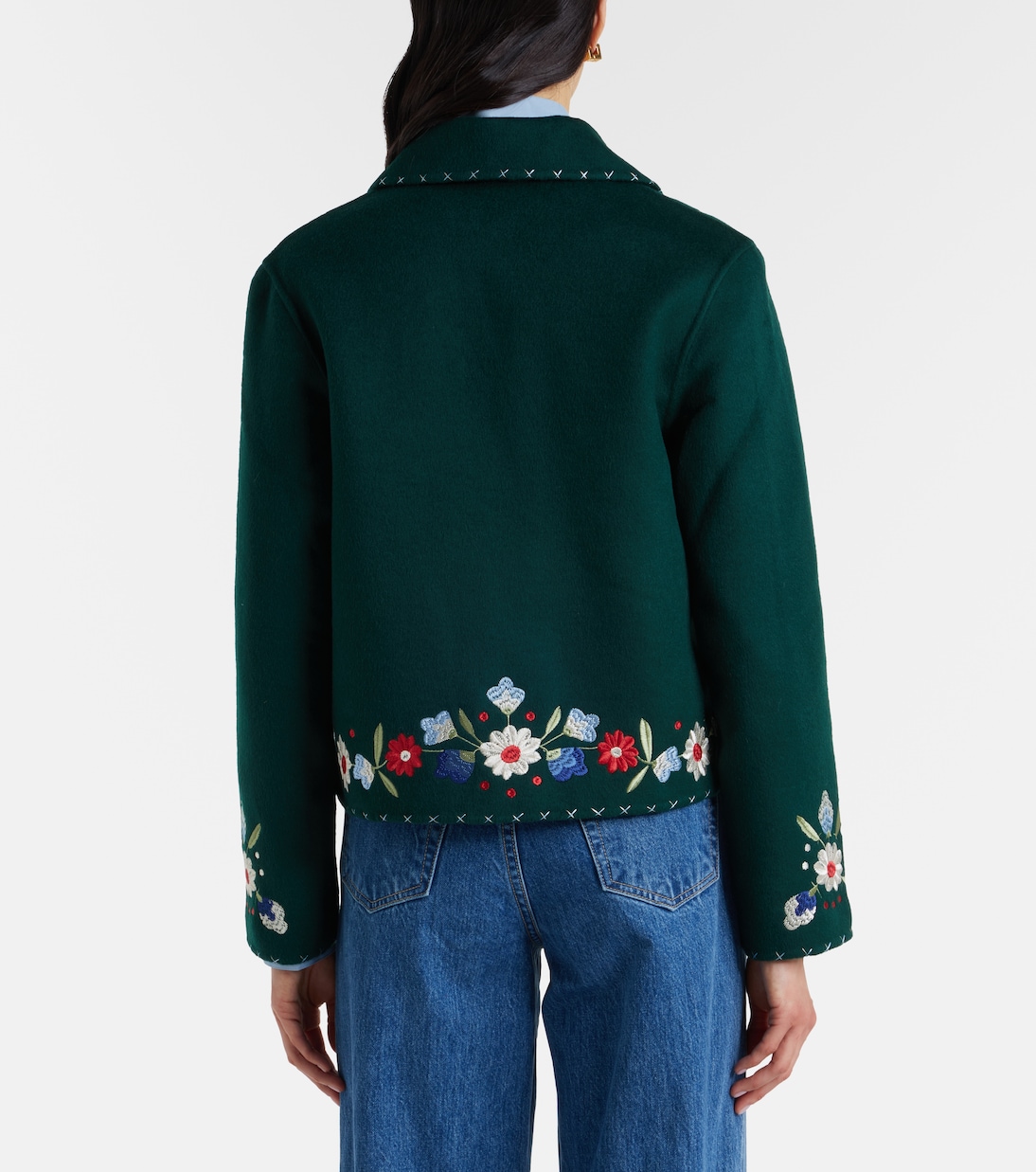 Jude embroidered floral wool-blend jacket | Rixo