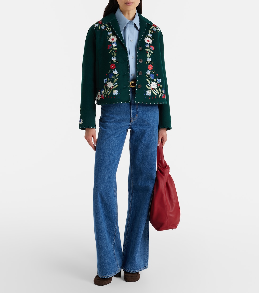 Jude embroidered floral wool-blend jacket | Rixo