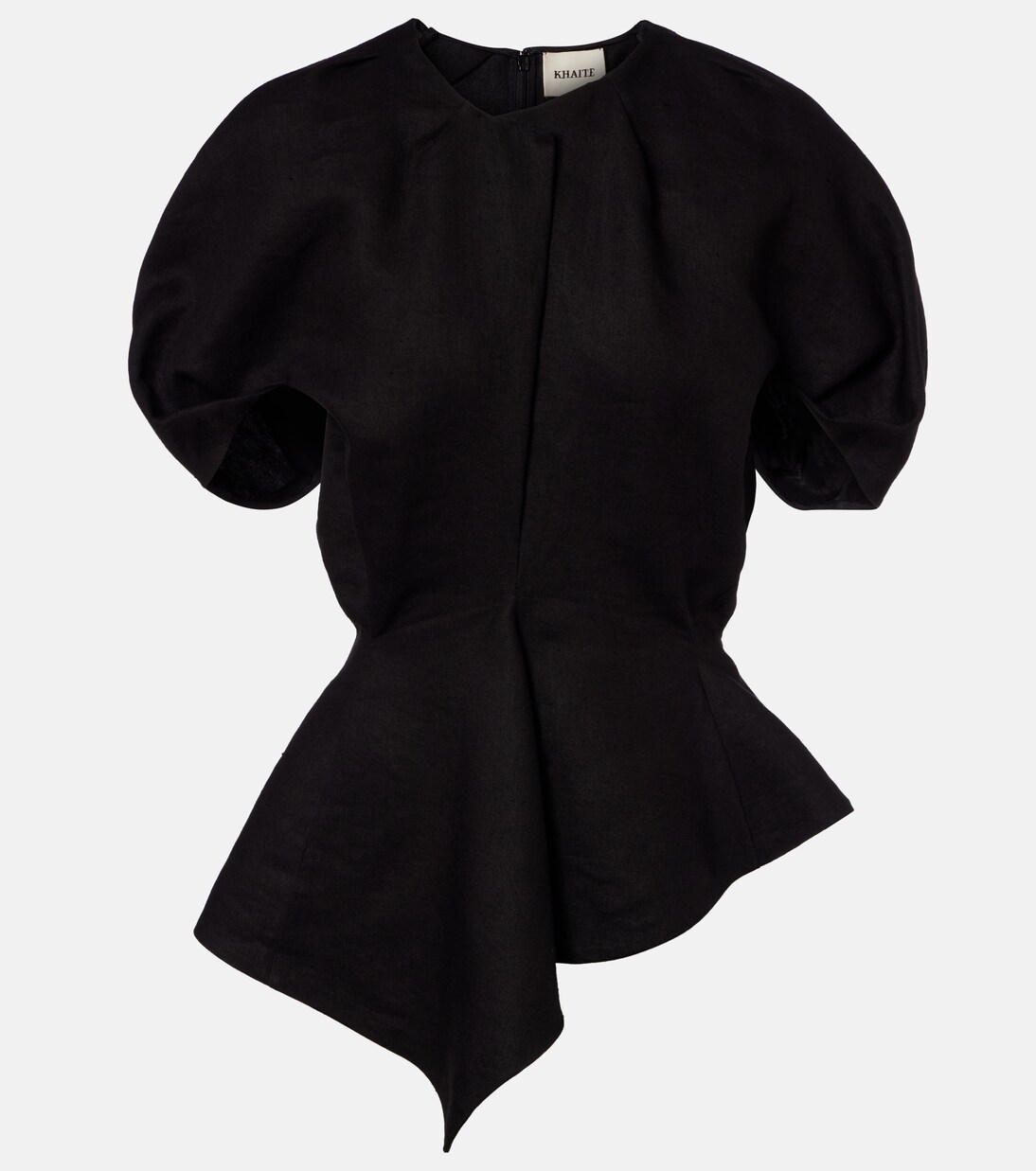 Rumi peplum linen-blend top | Khaite