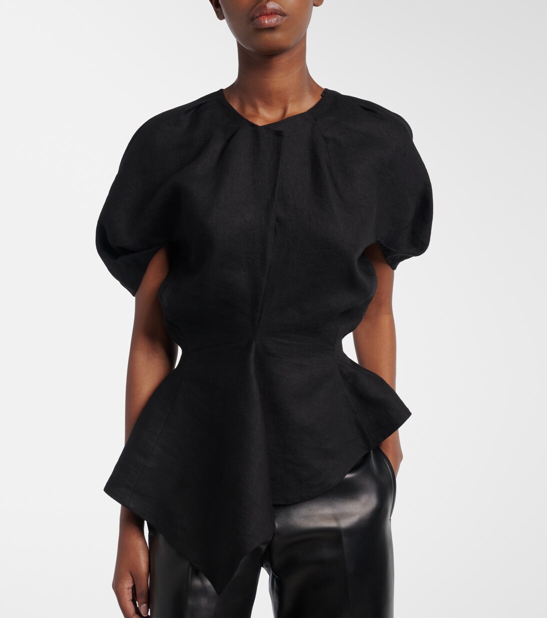 Rumi peplum linen-blend top | Khaite