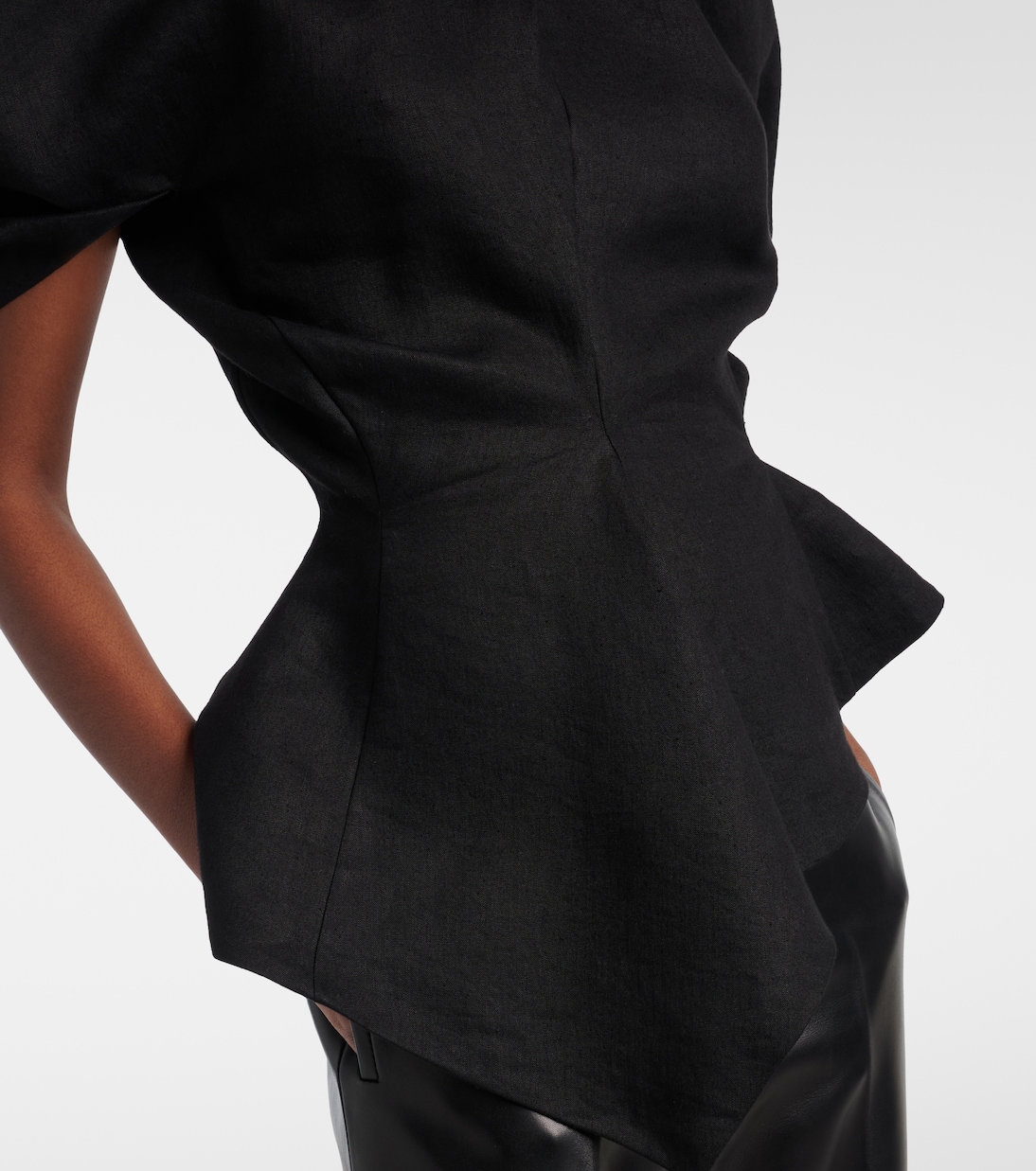 Rumi peplum linen-blend top | Khaite