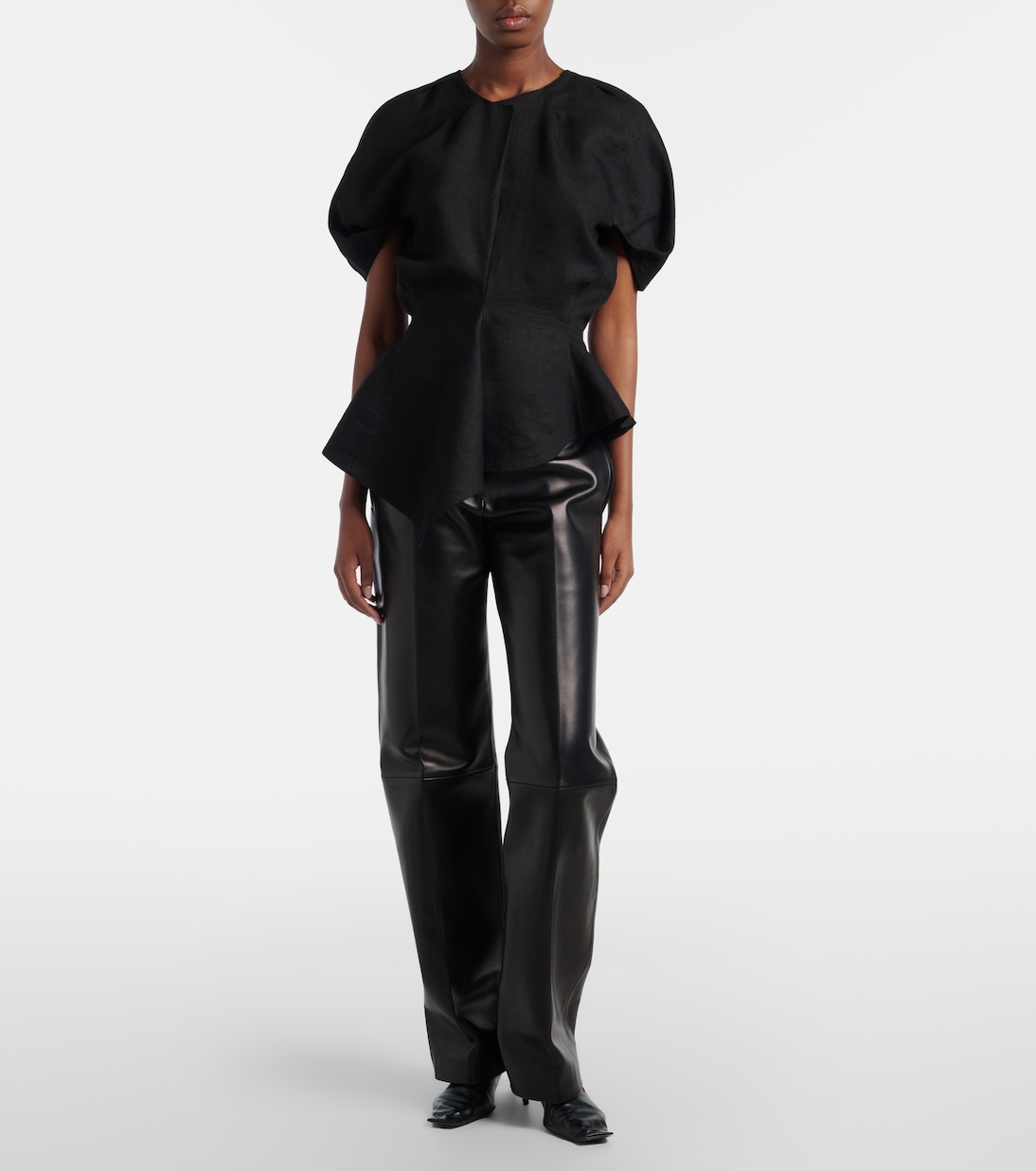 Rumi peplum linen-blend top | Khaite