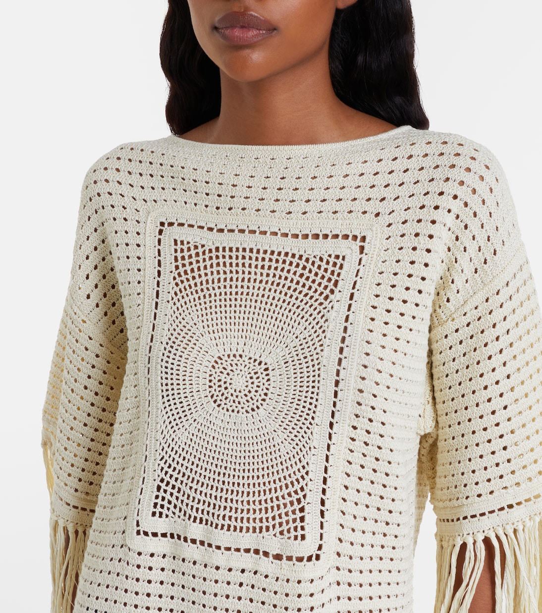 Indra crochet fringed cotton minidress | Zimmermann