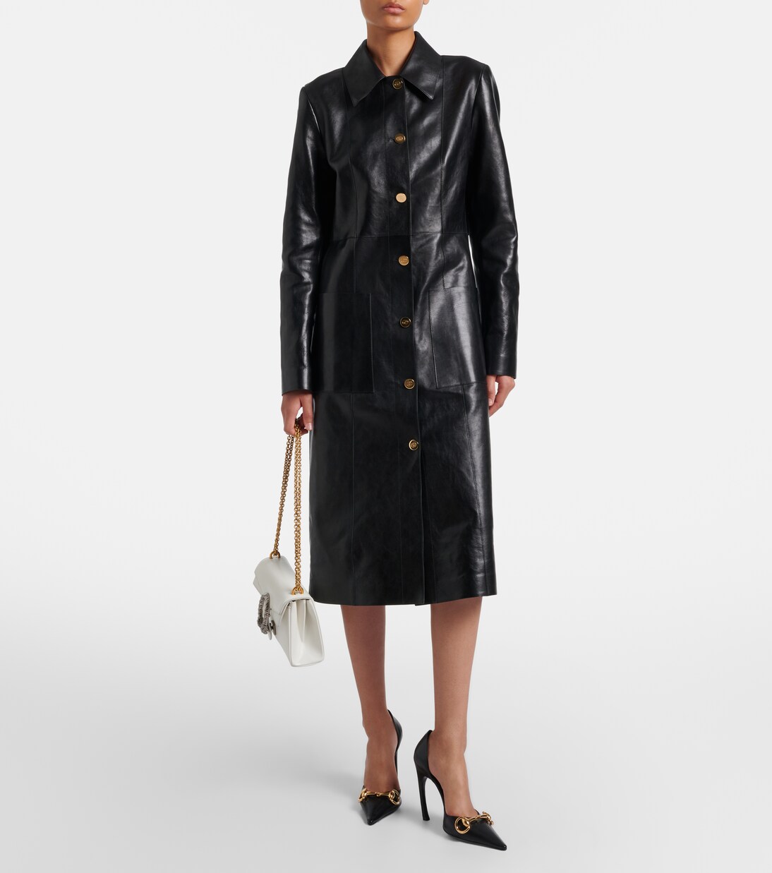 Mantel Interlocking G aus Leder | Gucci