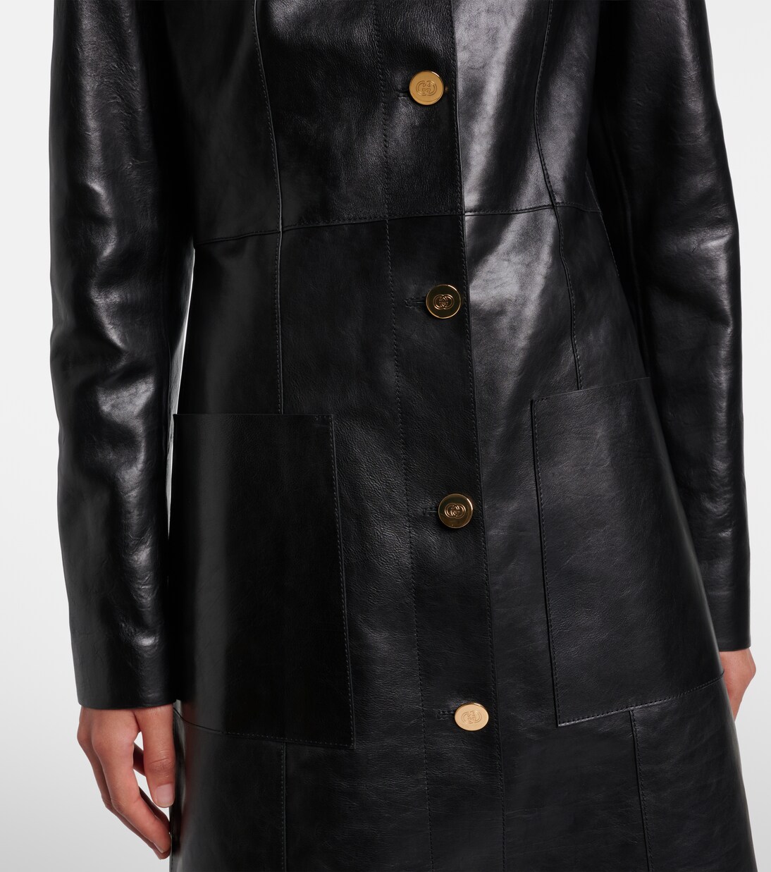 Mantel Interlocking G aus Leder | Gucci