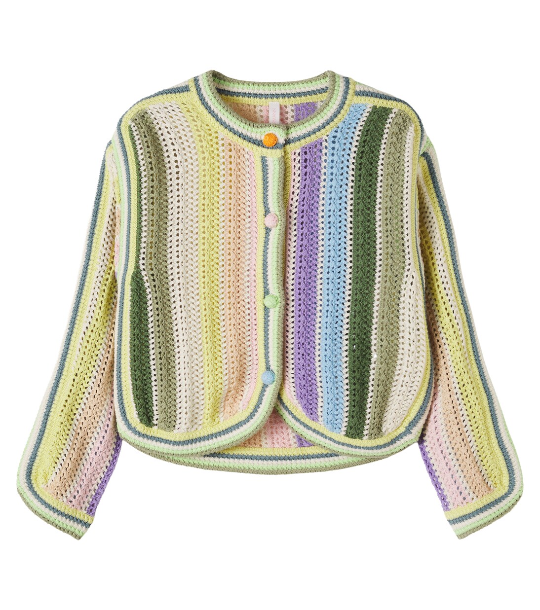 Indra striped crochet cotton cardigan | Zimmermann Kids