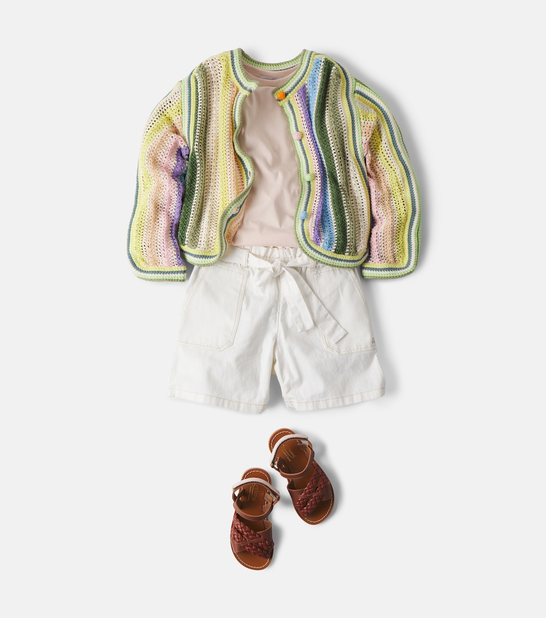 Indra striped crochet cotton cardigan | Zimmermann Kids