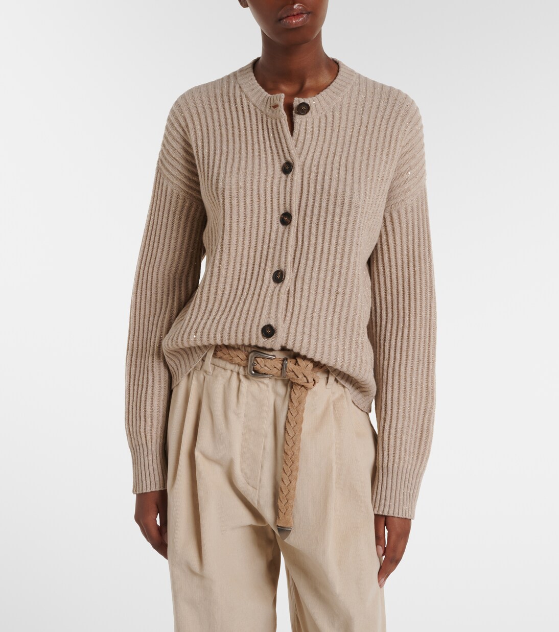 Ribbed-knit cashmere and wool-blend cardigan | Brunello Cucinelli