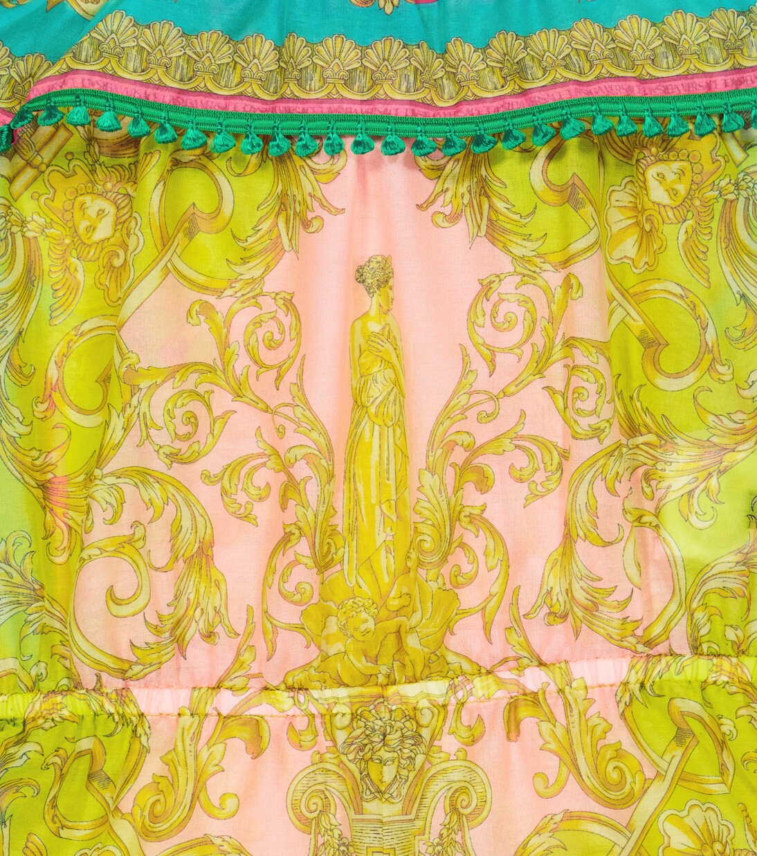 Barocco Goddess cotton and silk playsuit | Versace Kids