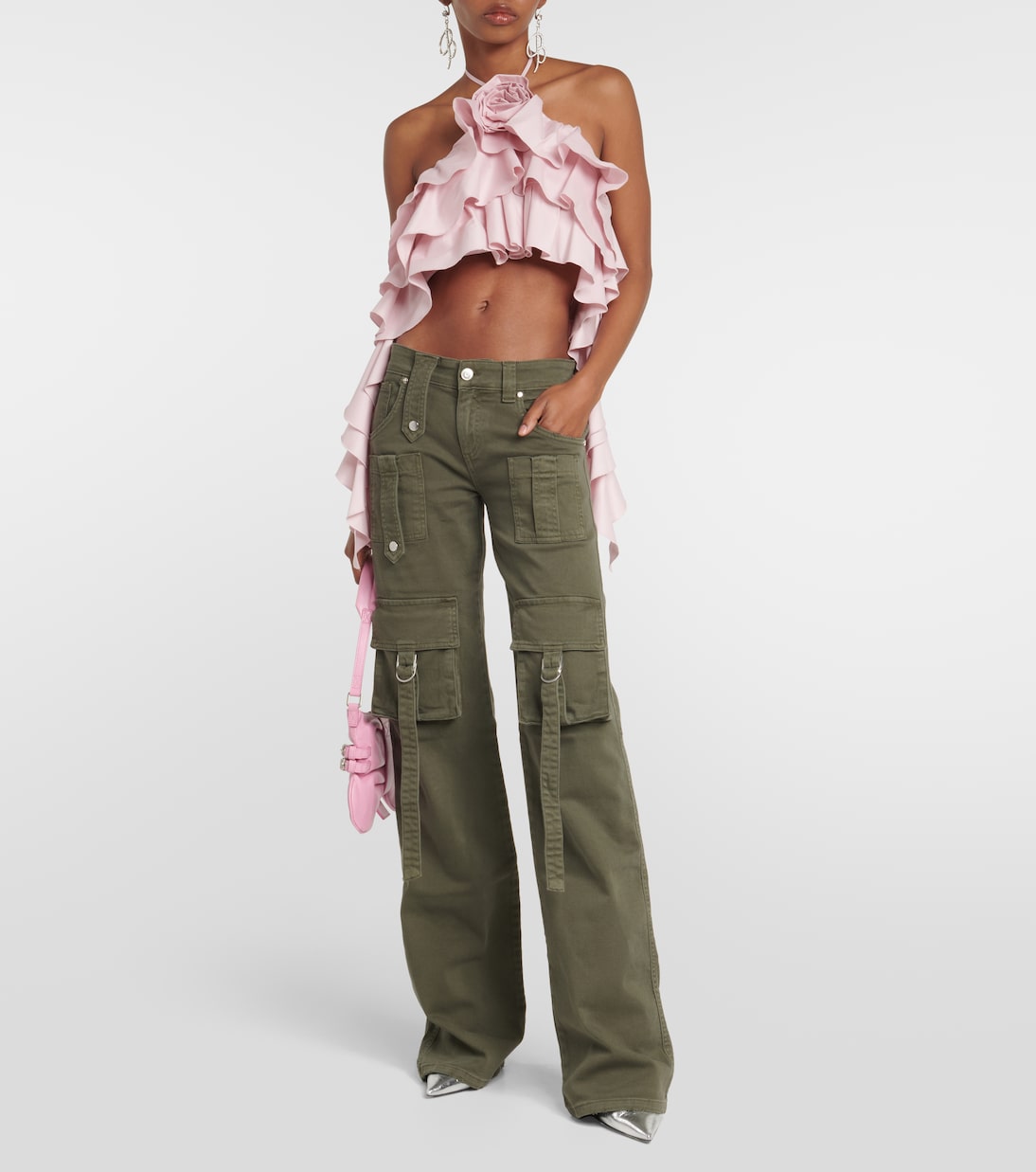 Low-rise denim cargo pants | Blumarine
