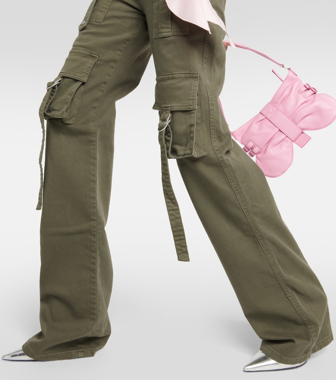 Low-rise denim cargo pants | Blumarine