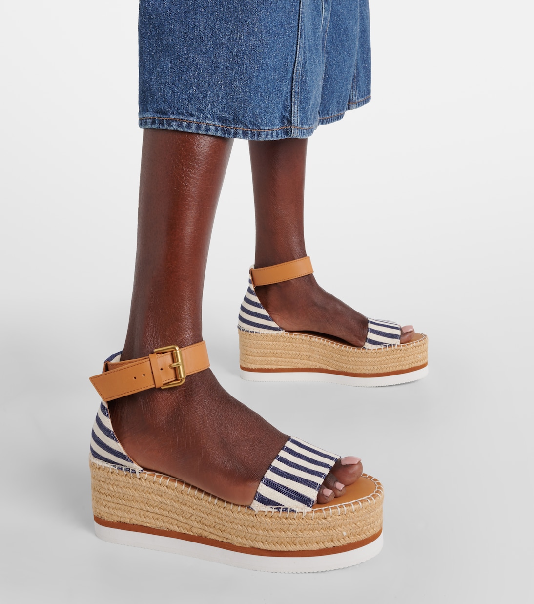 Glyn striped espadrille wedges | See By Chloé