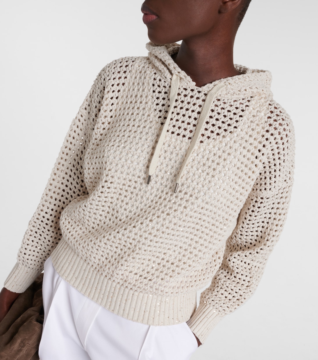 Sudadera calada de mezcla de algodón | Brunello Cucinelli