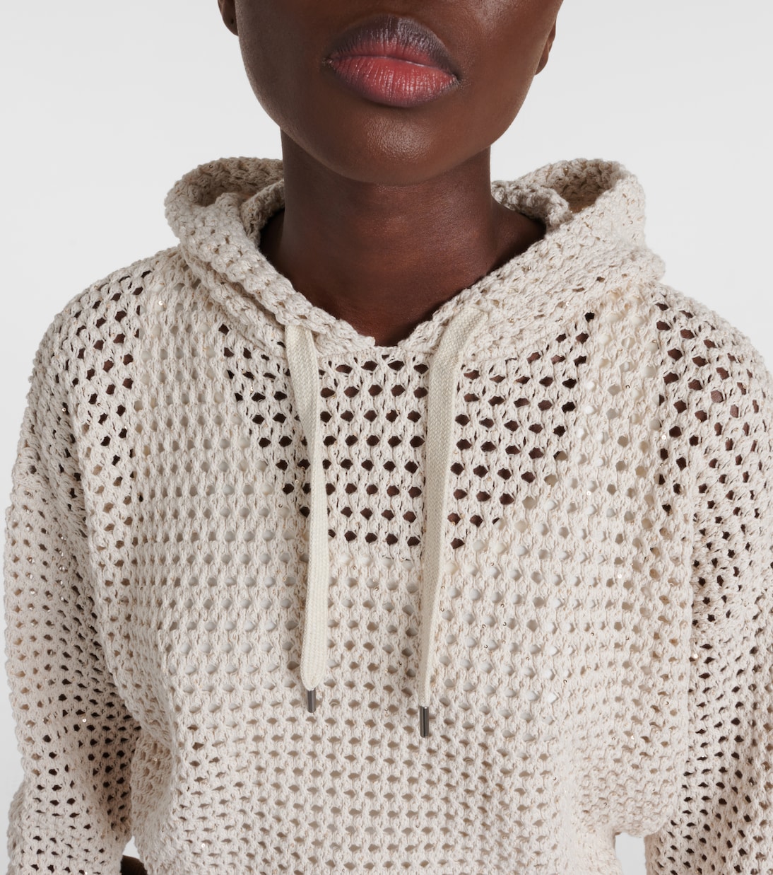 Sudadera calada de mezcla de algodón | Brunello Cucinelli