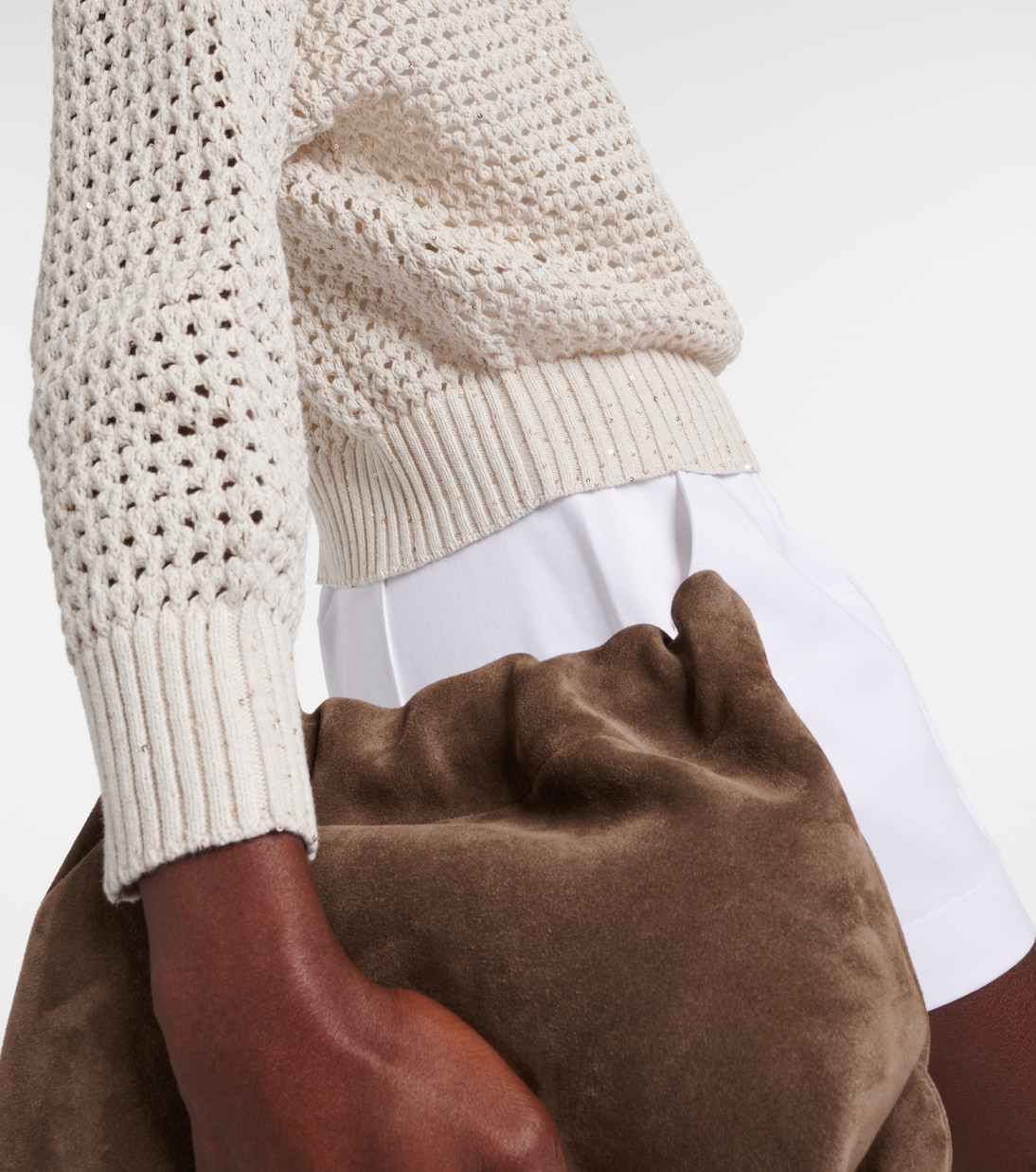 Sudadera calada de mezcla de algodón | Brunello Cucinelli