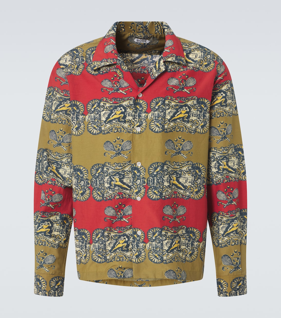 Tennis Court printed cotton and silk shirt | Bode