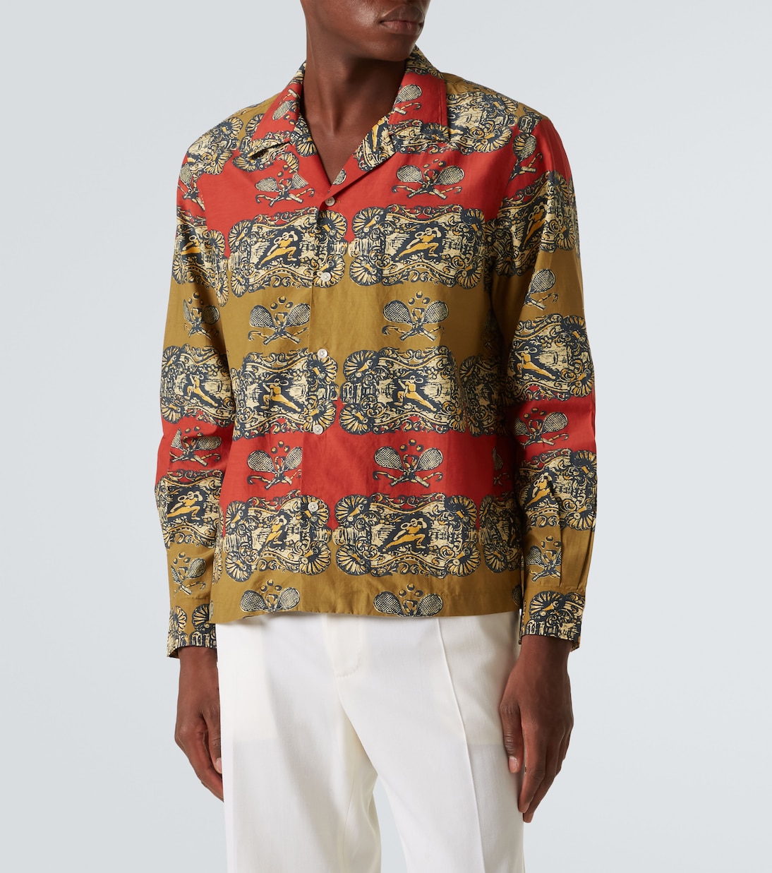 Tennis Court printed cotton and silk shirt | Bode