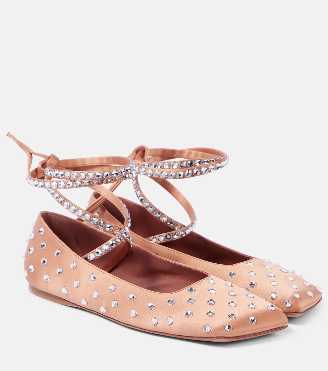 Ane crystal-embellished satin ballet flats | Amina Muaddi