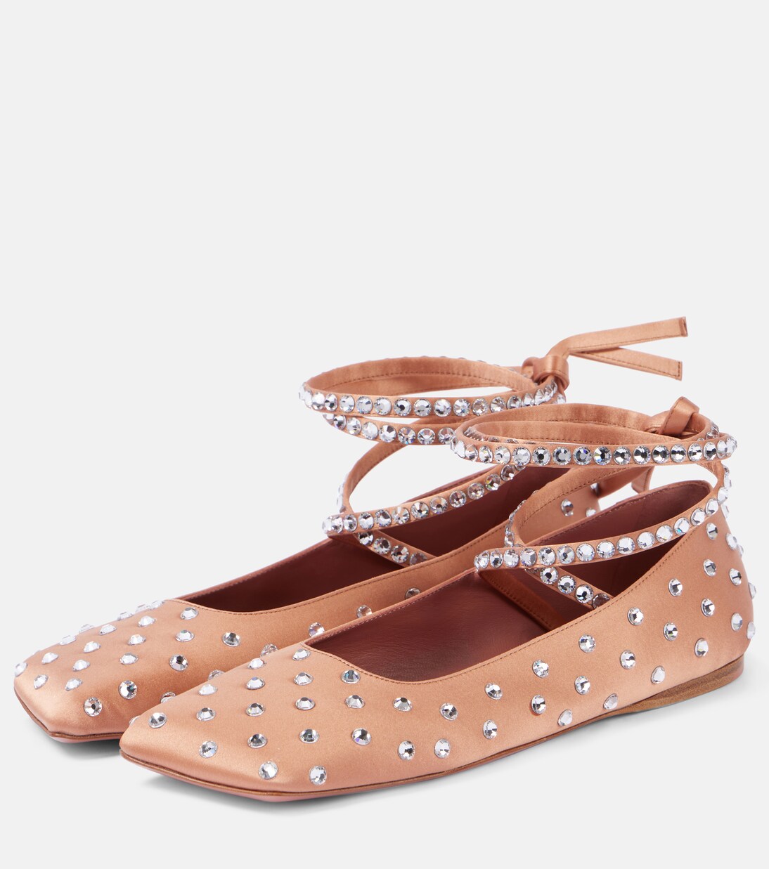 Ane crystal-embellished satin ballet flats | Amina Muaddi