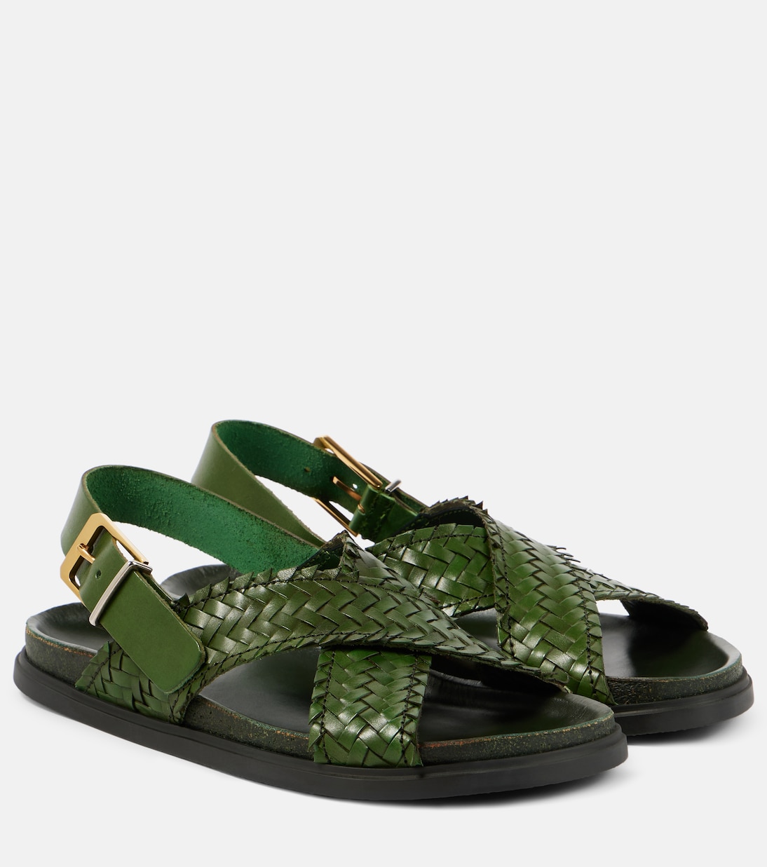 Buckle woven leather slingback sandals | The Row