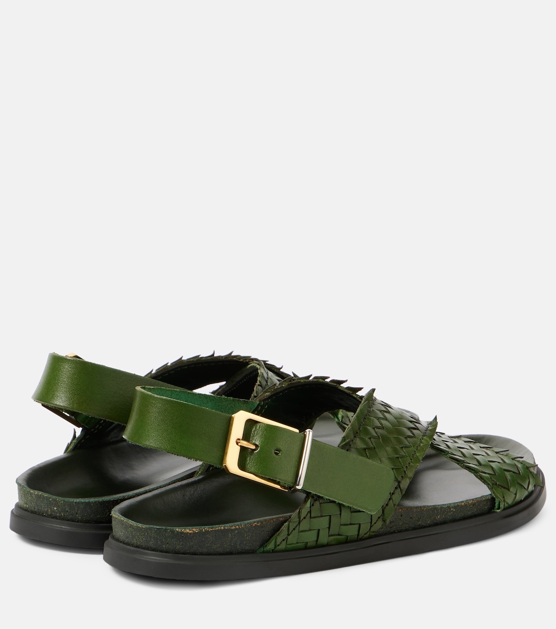 Buckle woven leather slingback sandals | The Row