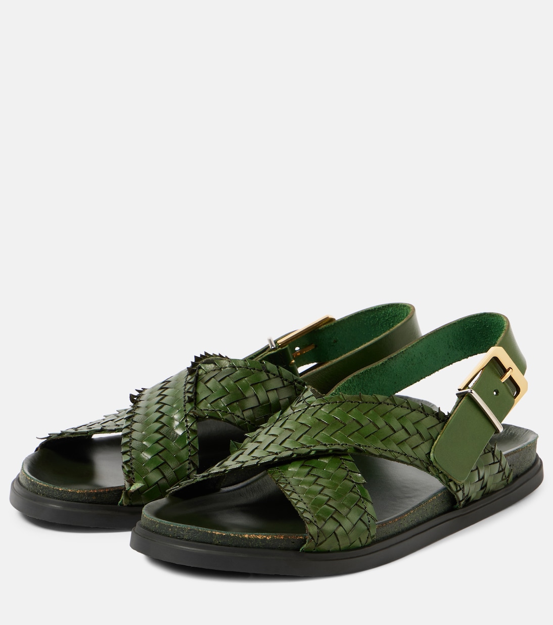 Buckle woven leather slingback sandals | The Row