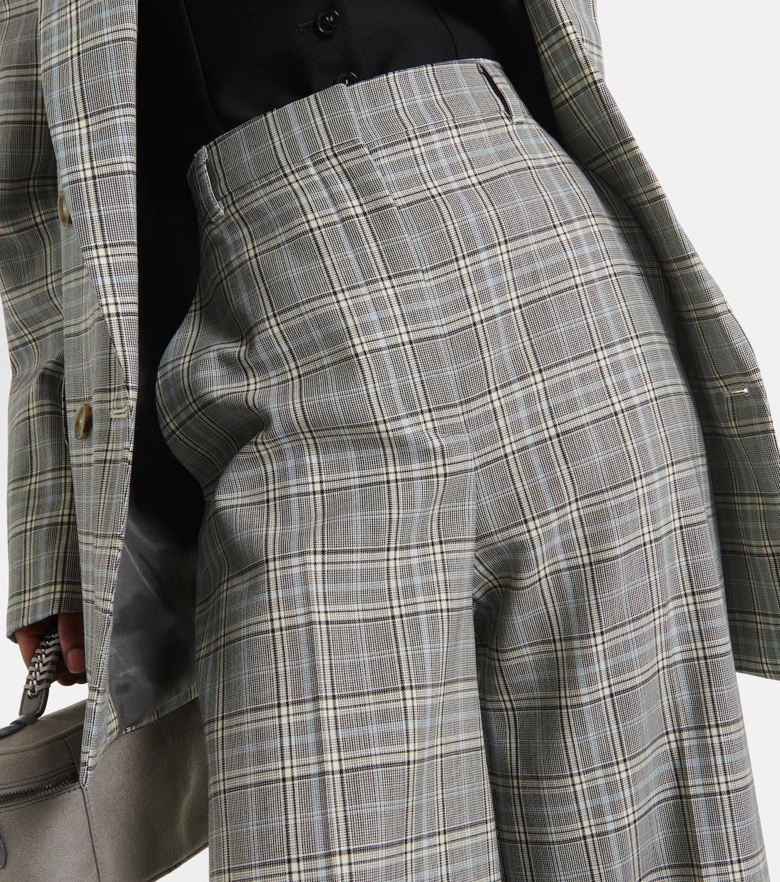 Pantalon évasé en laine à carreaux | Stella McCartney