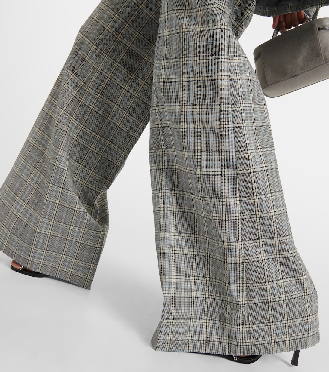Pantalon évasé en laine à carreaux | Stella McCartney