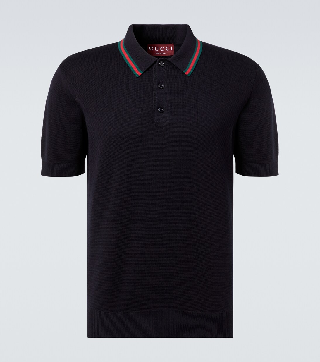 Web Stripe silk and cotton polo shirt | Gucci