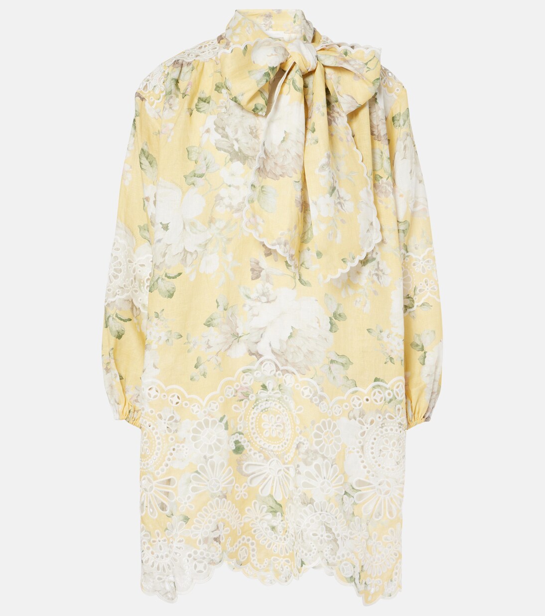 Acacia embroidered floral linen minidress | Zimmermann