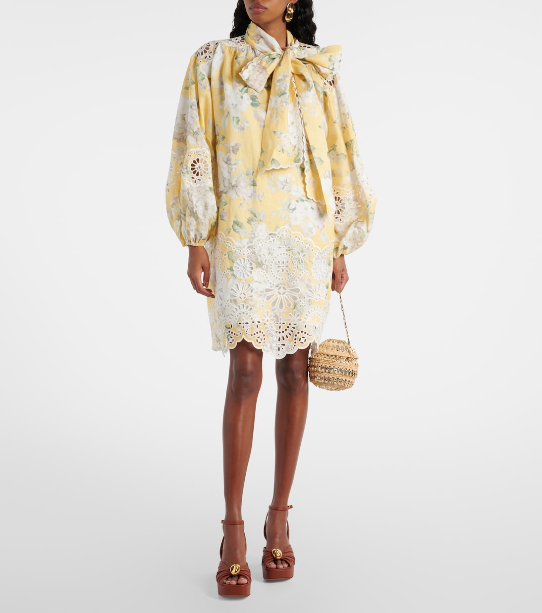 Acacia embroidered floral linen minidress | Zimmermann
