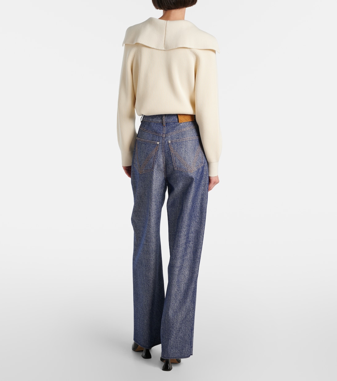 Trompe l'œil wool and cotton wide-leg pants | Bottega Veneta