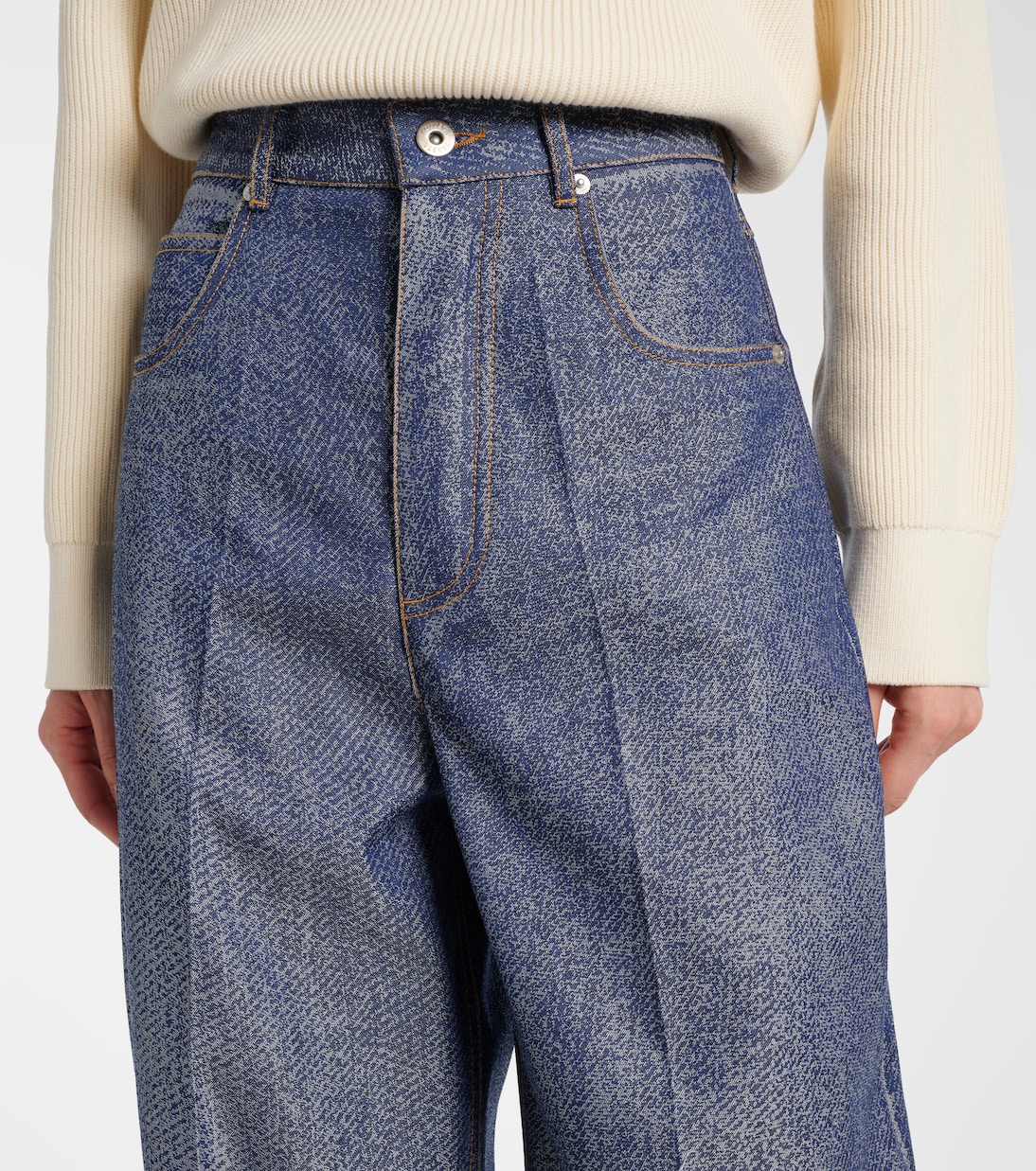 Trompe l'œil wool and cotton wide-leg pants | Bottega Veneta