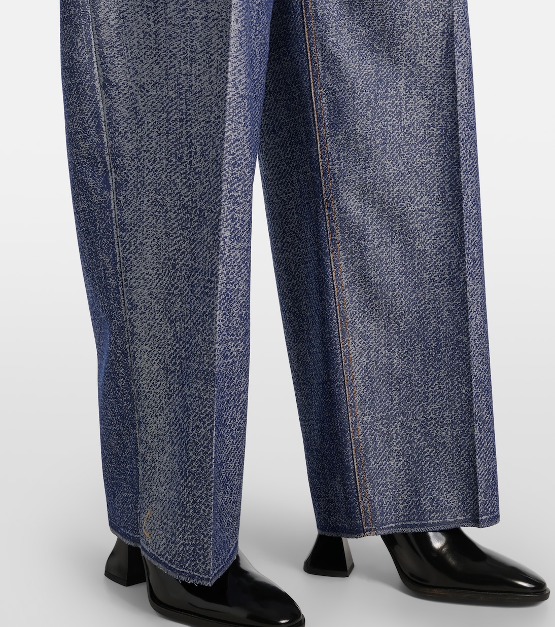 Trompe l'œil wool and cotton wide-leg pants | Bottega Veneta