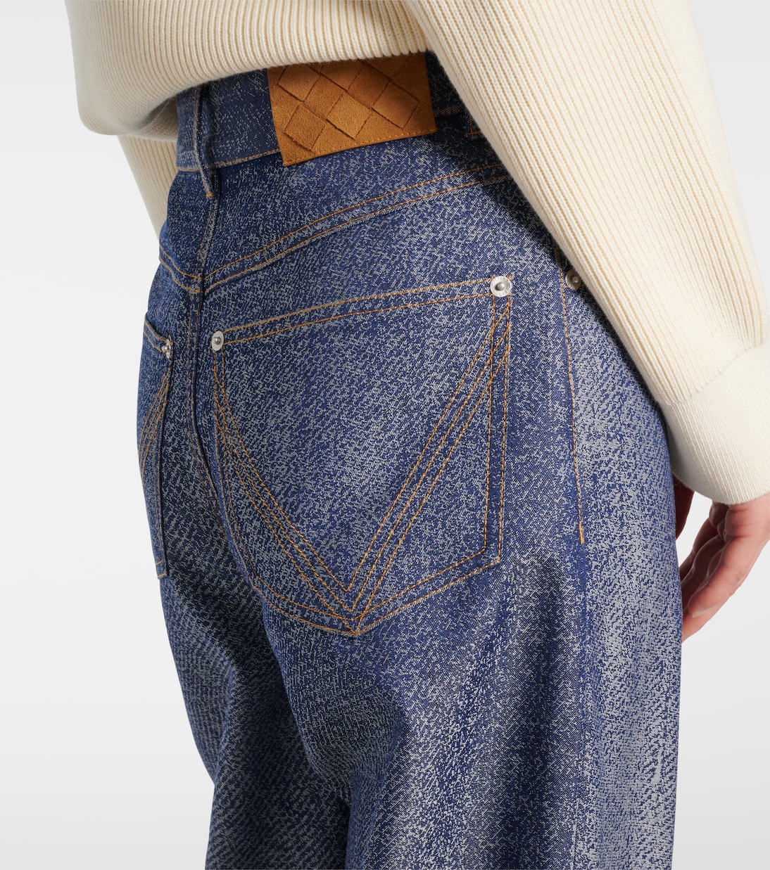 Trompe l'œil wool and cotton wide-leg pants | Bottega Veneta