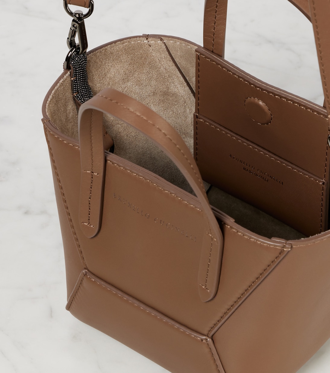 Duo Small leather tote bag | Brunello Cucinelli