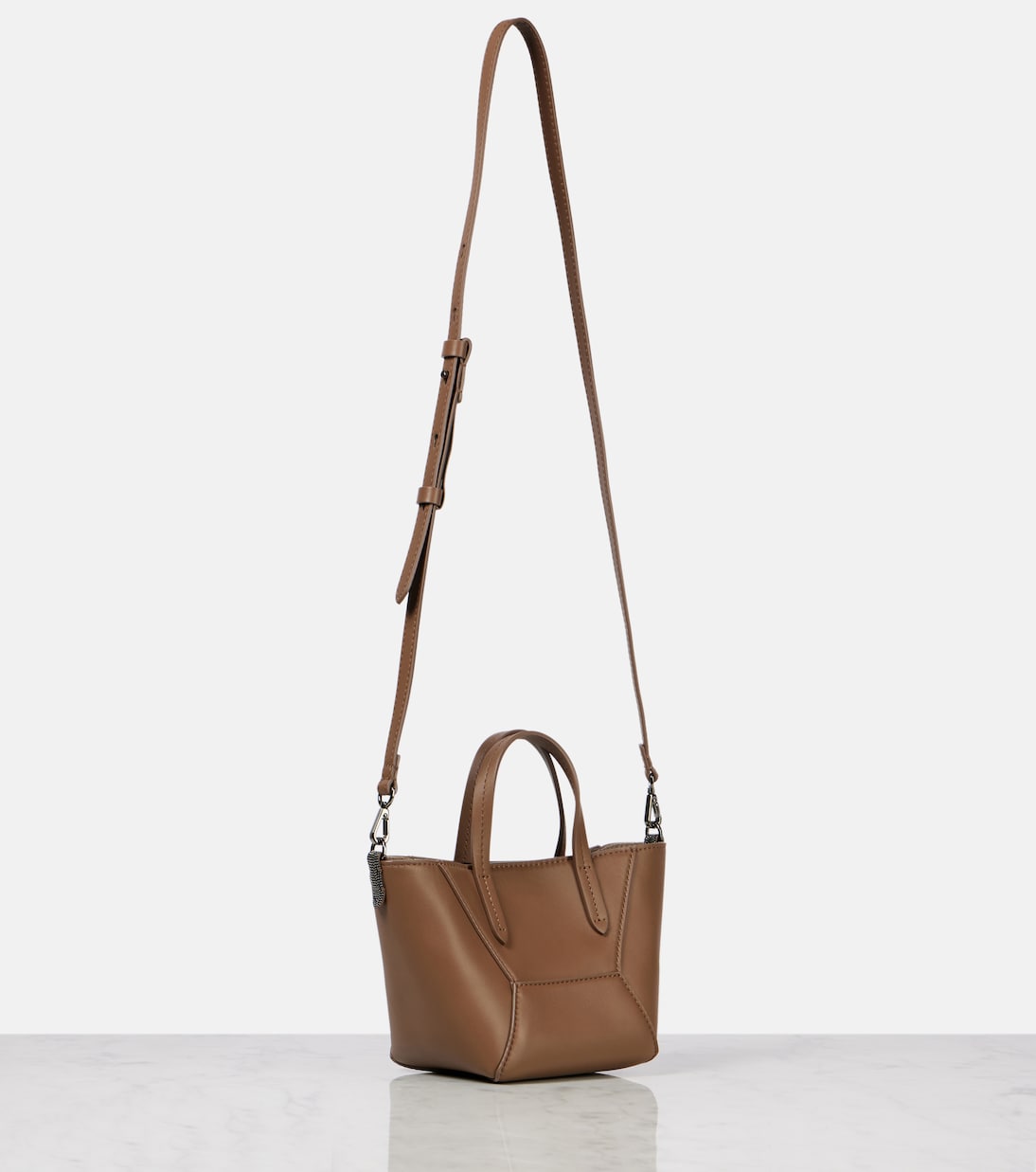 Duo Small leather tote bag | Brunello Cucinelli