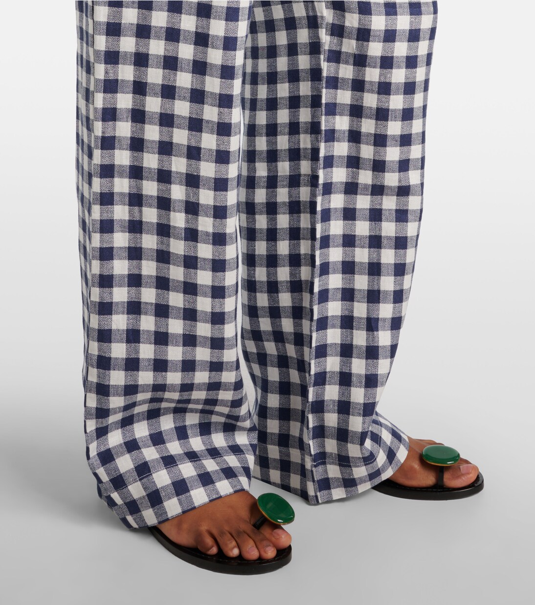 Pantalon ample Aurelia en lin à carreaux | Asceno