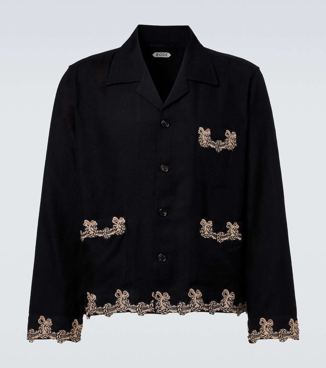 Laurelist wool flannel overshirt | Bode