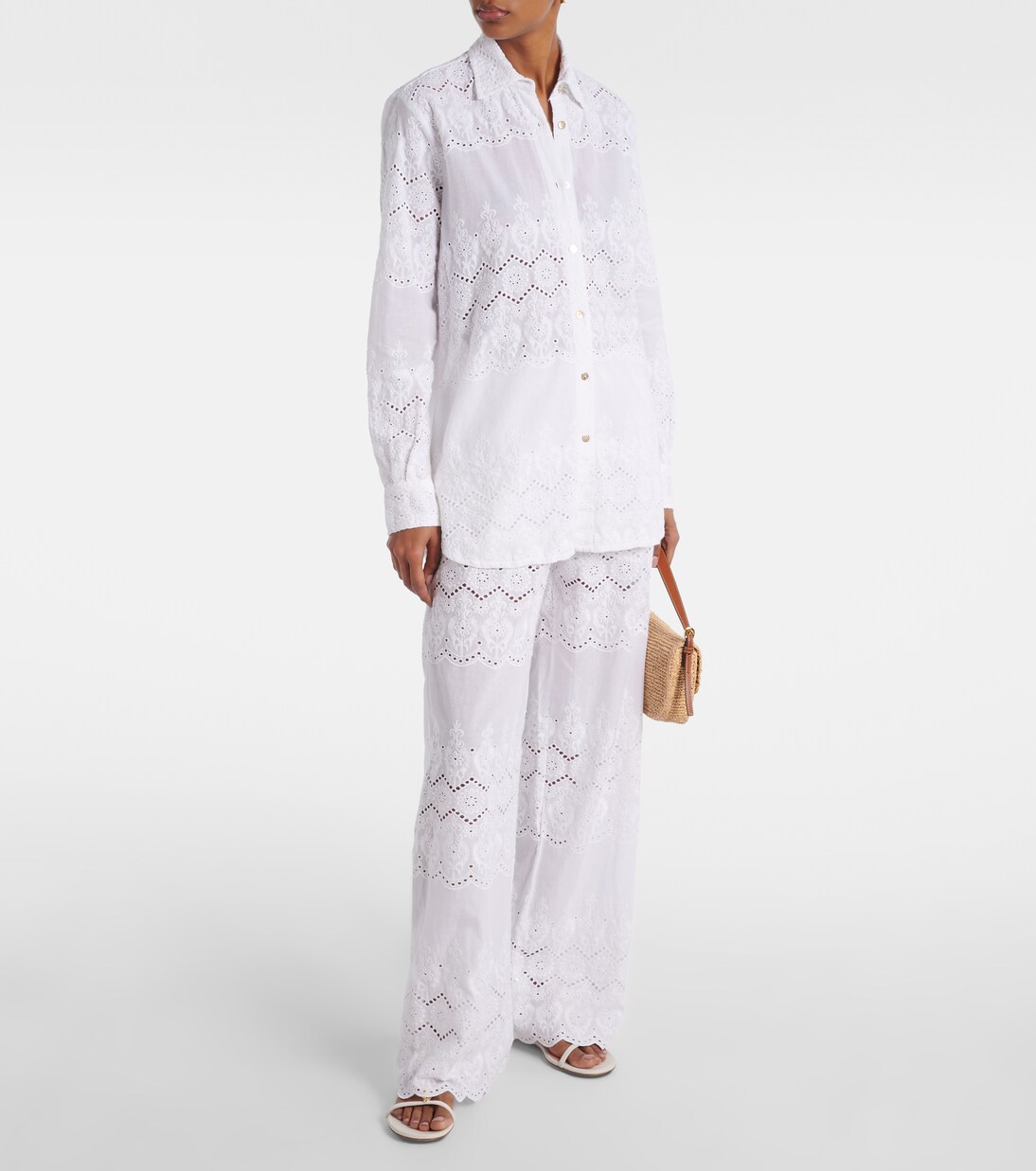 Pantalon ample Immy en coton à broderies anglaises | Melissa Odabash