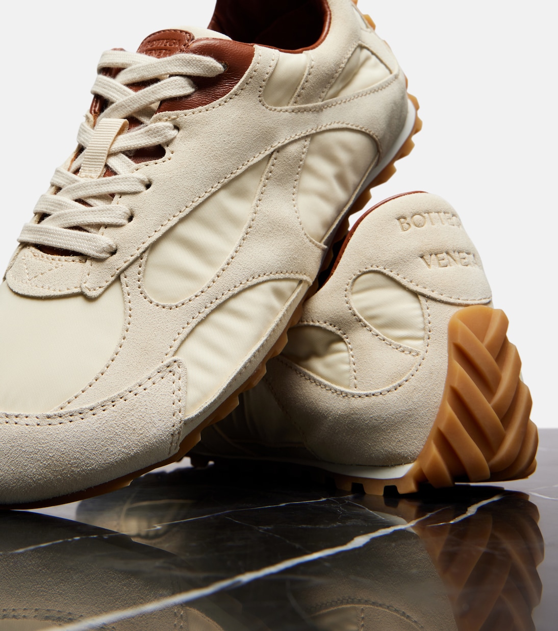 Orbit Flash suede-trimmed sneakers | Bottega Veneta