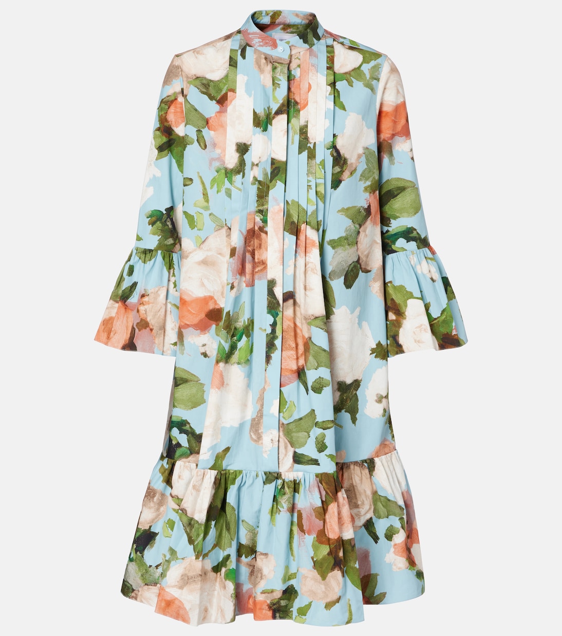 Floral gathered cotton poplin minidress | Erdem