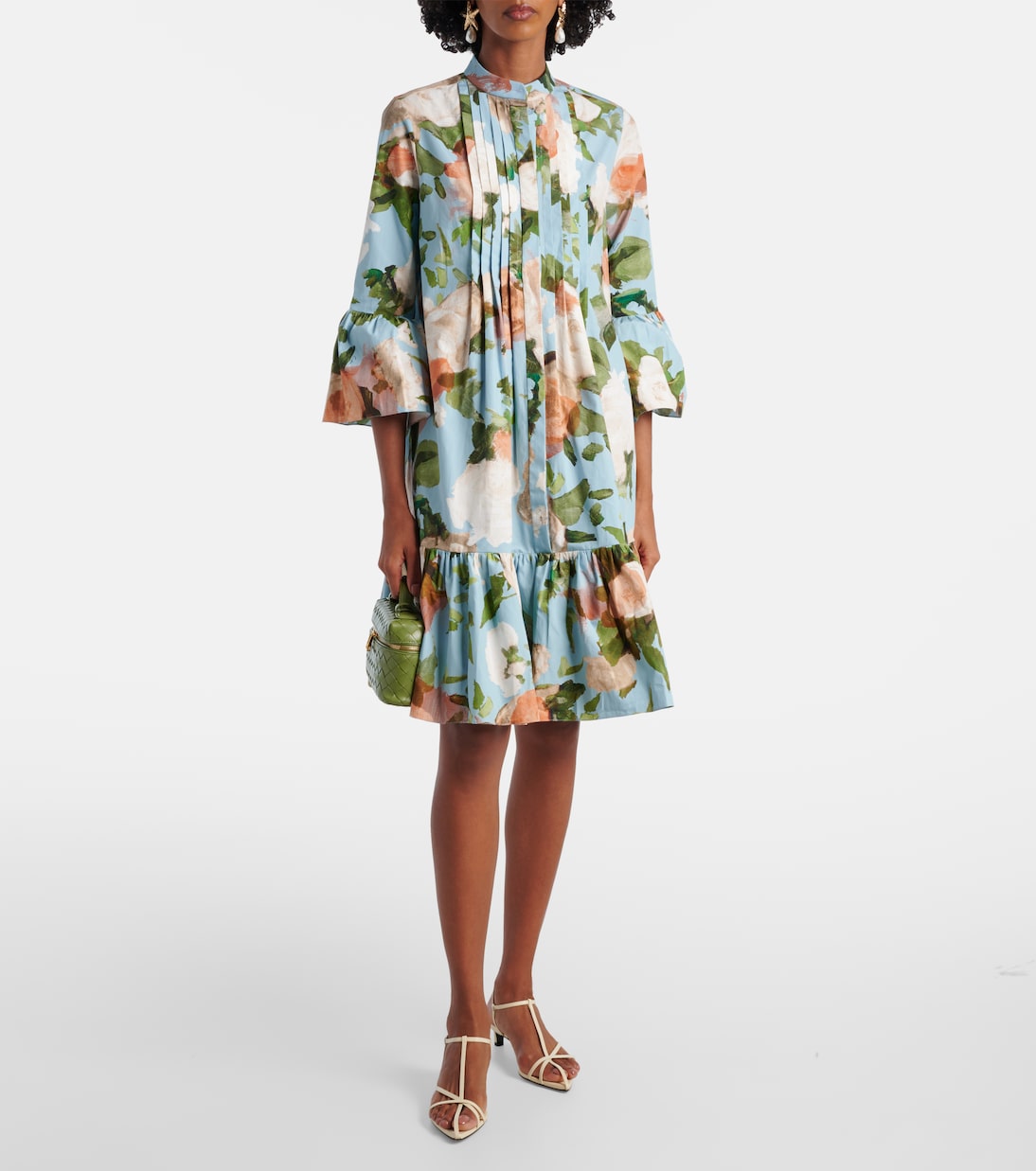 Floral gathered cotton poplin minidress | Erdem