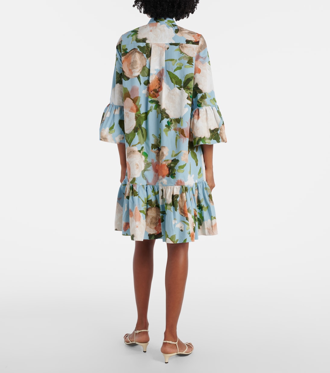 Floral gathered cotton poplin minidress | Erdem