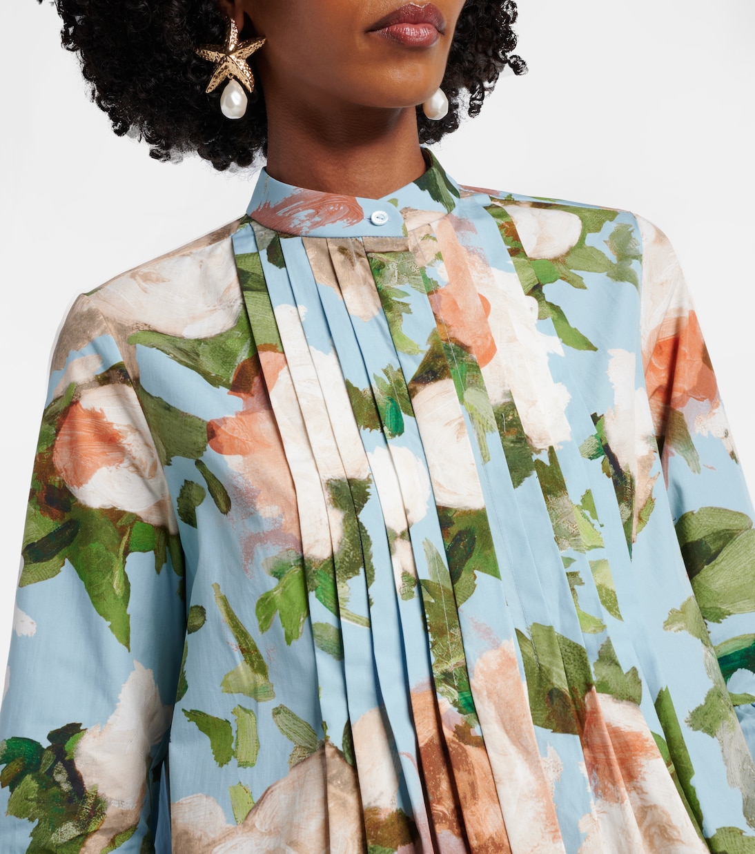 Floral gathered cotton poplin minidress | Erdem