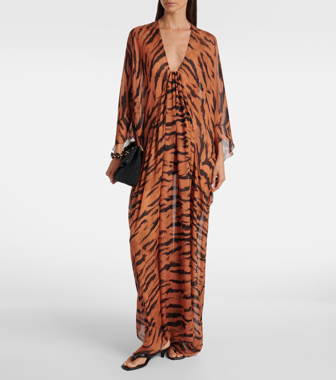 X Sabine Getty - Caftano in seta con stampa | Adriana Degreas