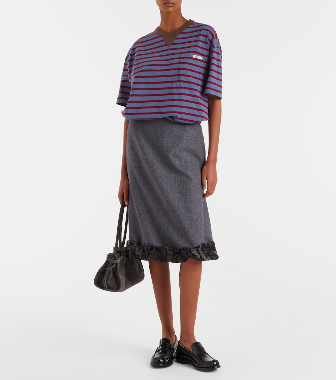 Midirock aus Wolle mit Satin | Prada