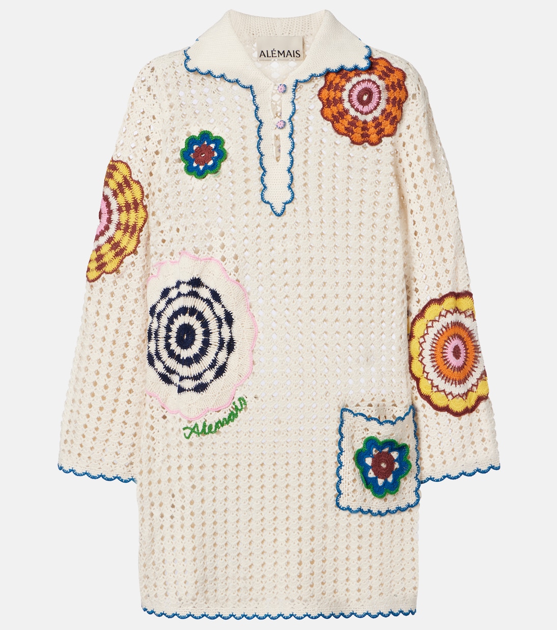 Elma crochet embroidered cotton kaftan | Alémais
